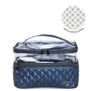 Whoosh Metallic Indigo Quilted Clear Top Cosmetic Case. NWT
